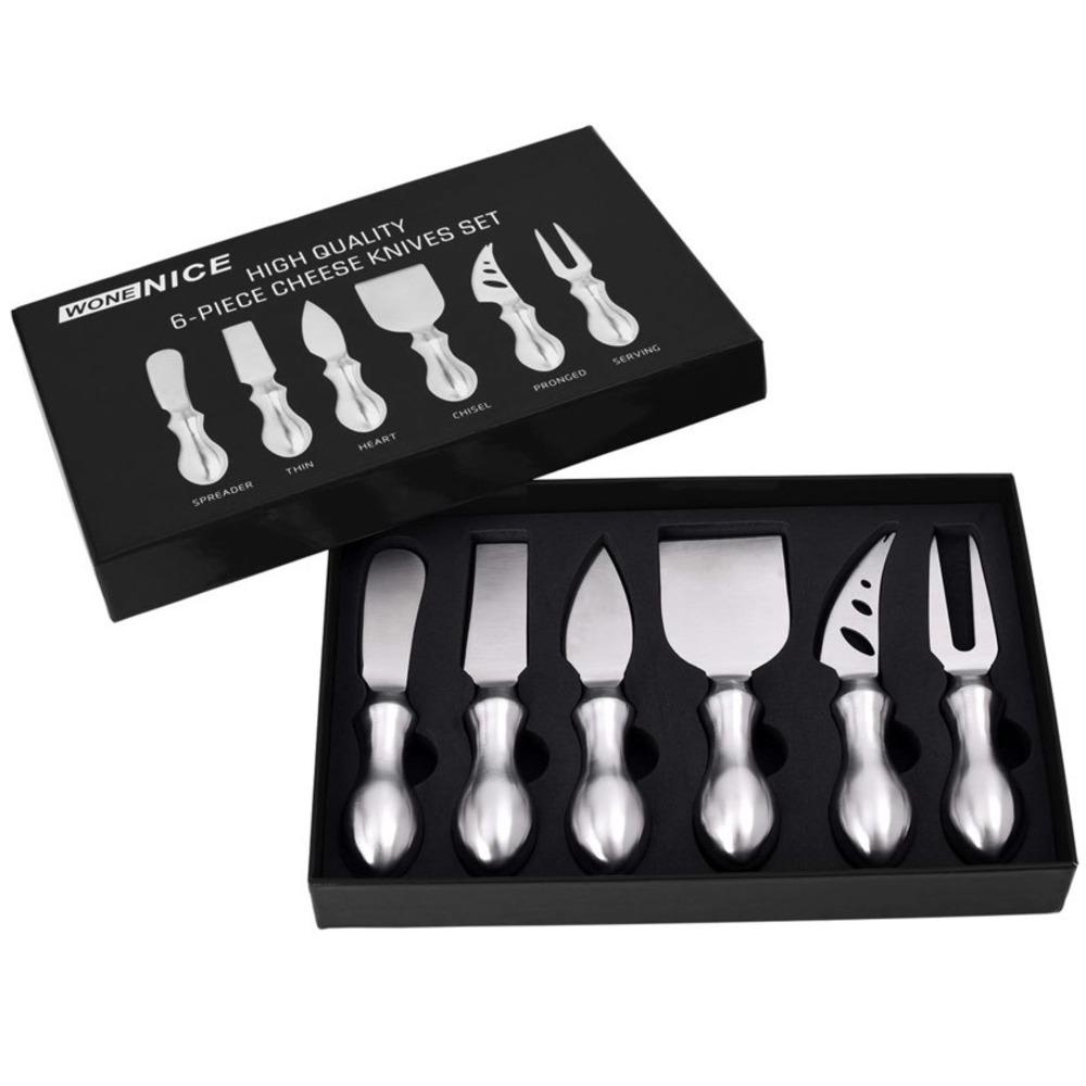 WoneNice Cheese Knife Set 6-Piece Stainless‎ Steel Knives Charcuterie Cheese
